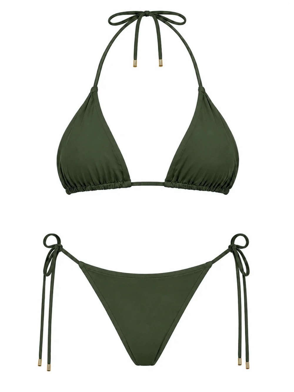 Victoria's Secret Olive Green Tie-Side Triangle Bikini Set